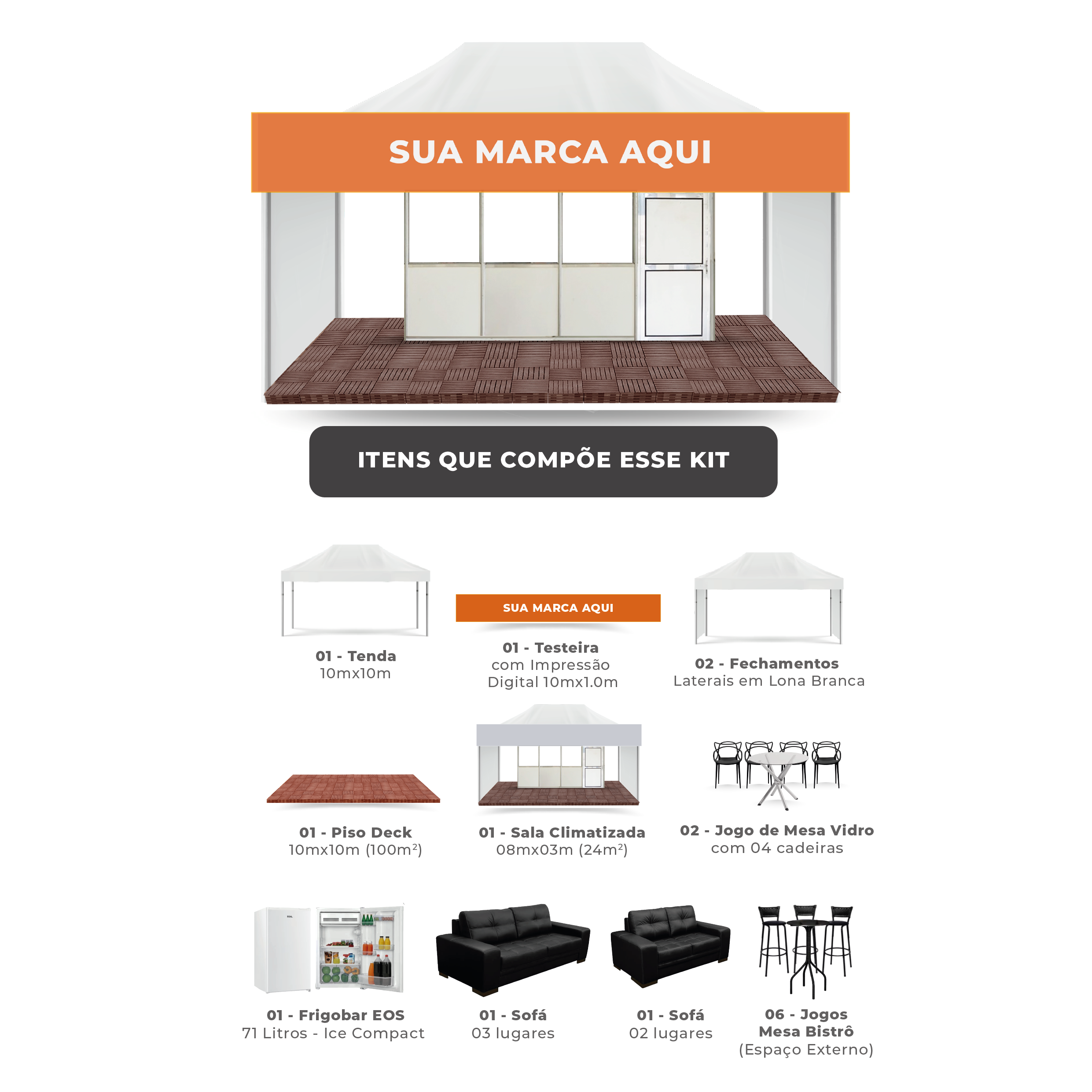 Kit 10 Premium Tenda 10m x 10m