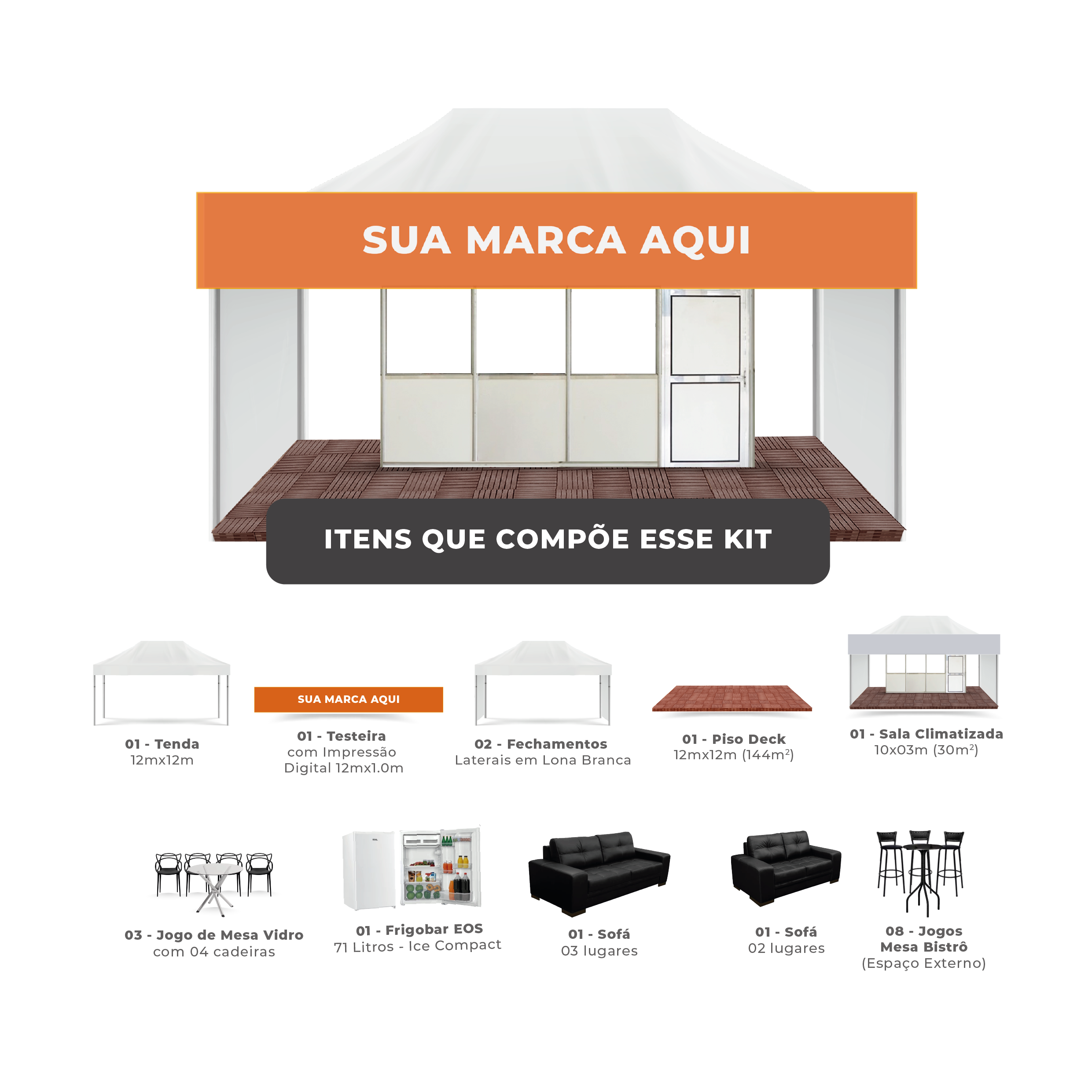 Kit 12 Premium Tenda 12m x 12m