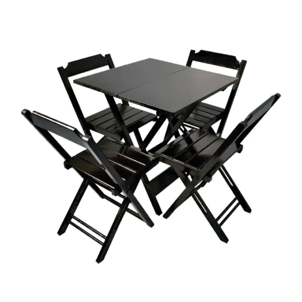 Conjunto de Mesa Dobravel com 4 Cadeiras Madeira 70x70cm