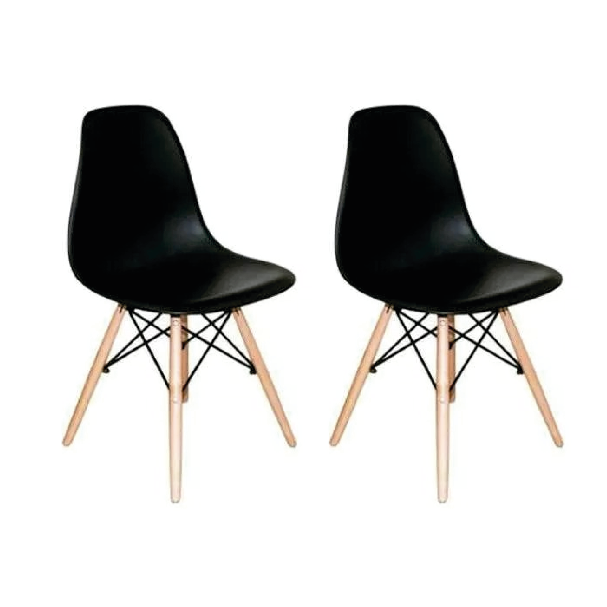 Cadeira Decor Charles Eanes Preta Pés de Madeira